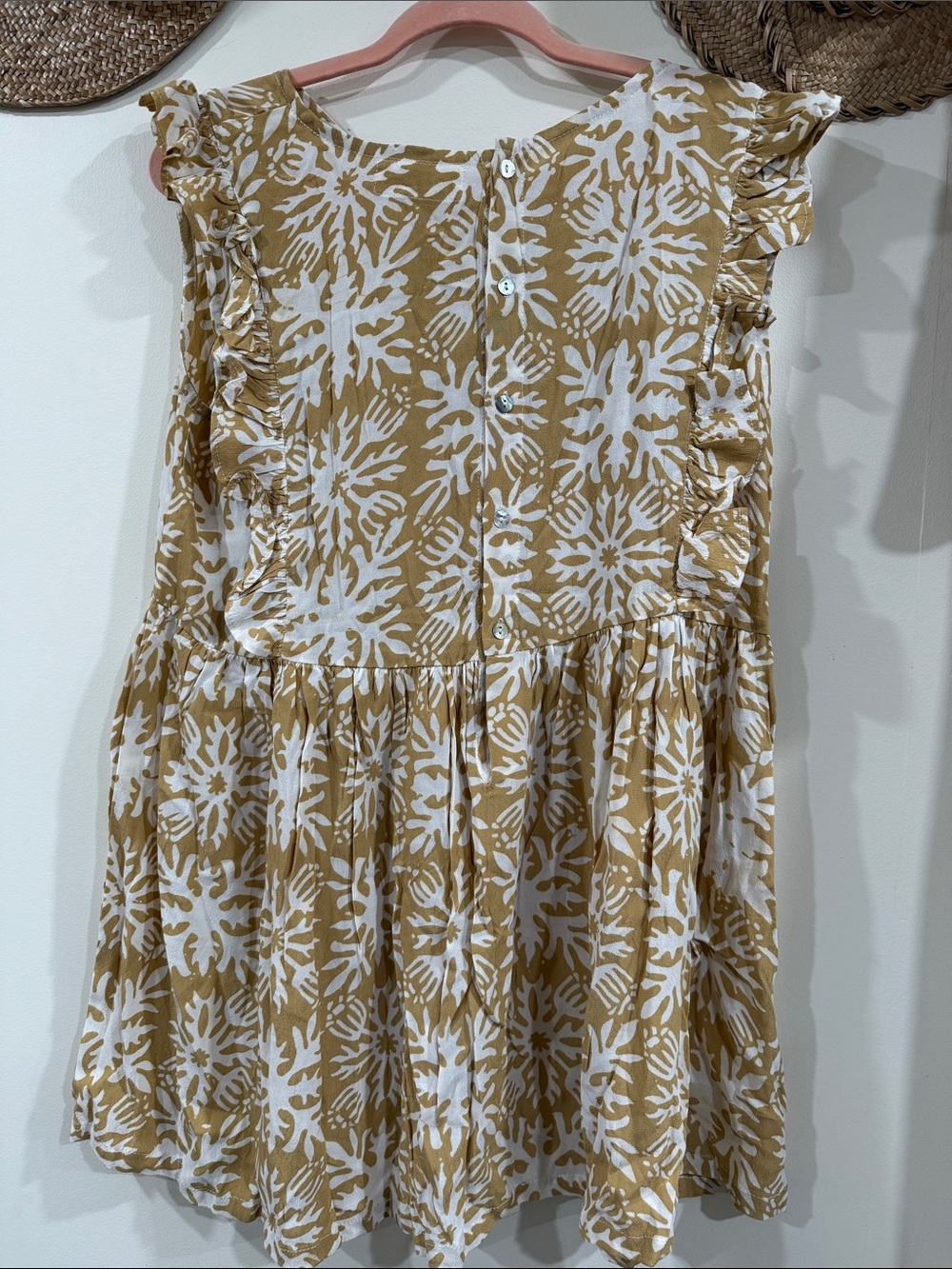 Alohiwai Woman’s Mustard Floral Ruffle Sundress - Picture 3 of 3